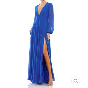 V-NECK ILLUSION LONG SLEEVE CHIFFON GOWN style 55682 Size 12